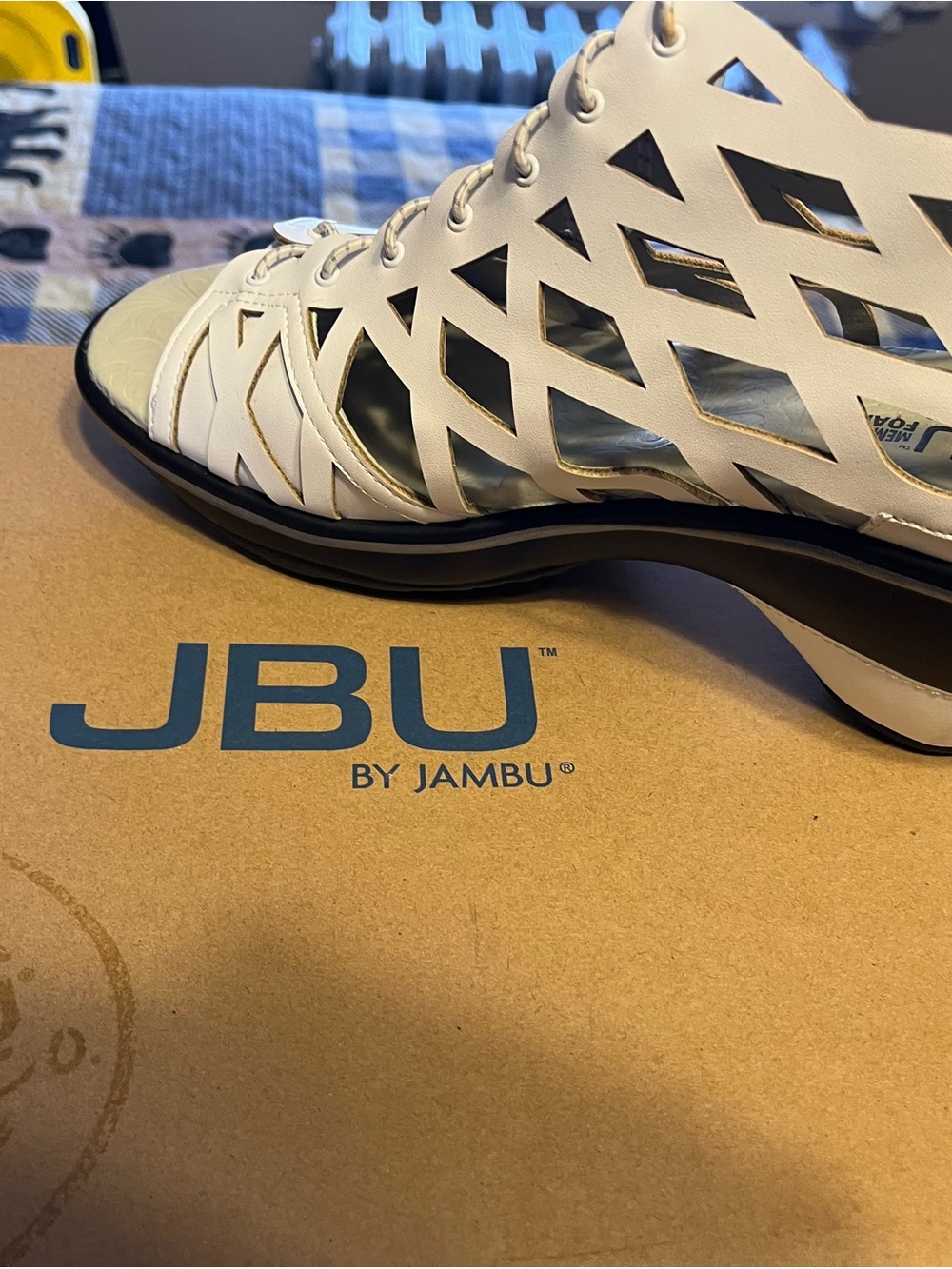JBU by Jambu White Cutout Wedge Sandals with Black Midsole